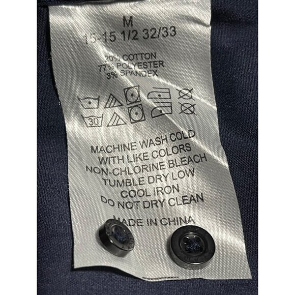 Lucky Brand Mens Slim Fit Stretch Dress Shirt Size M Navy Blue Lightening Print - Picture 7 of 10